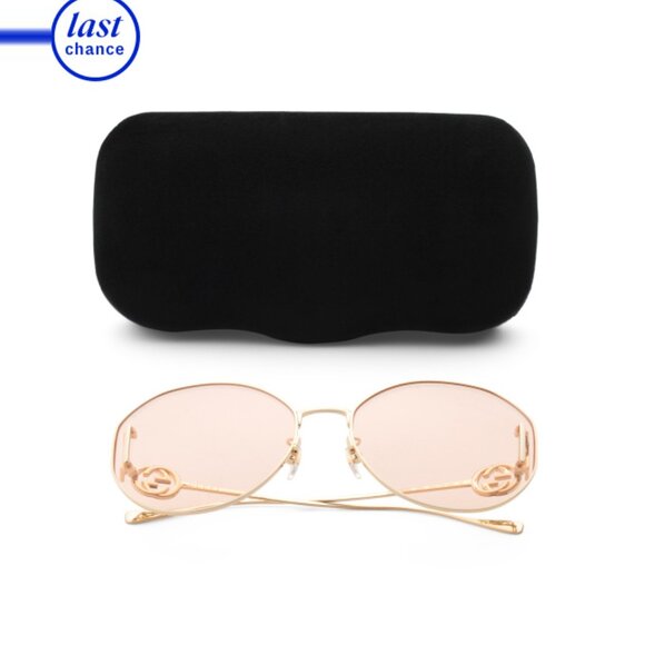 GUCCI Gold/pink 63mm Round Sunglasses - Picture 1 of 2